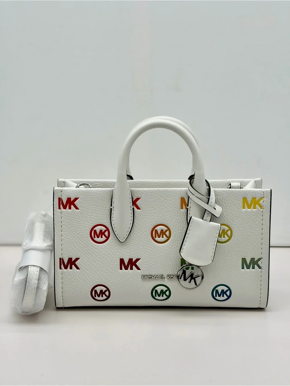Michael Kors Mirella Small Rainbow Logo Embossed Convertible Crossbody Bag